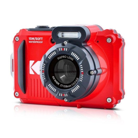 Cámara Compacta Kodak Pixpro WPZ2 16,7MP Zoom 4x WiFi Sumergible Roja