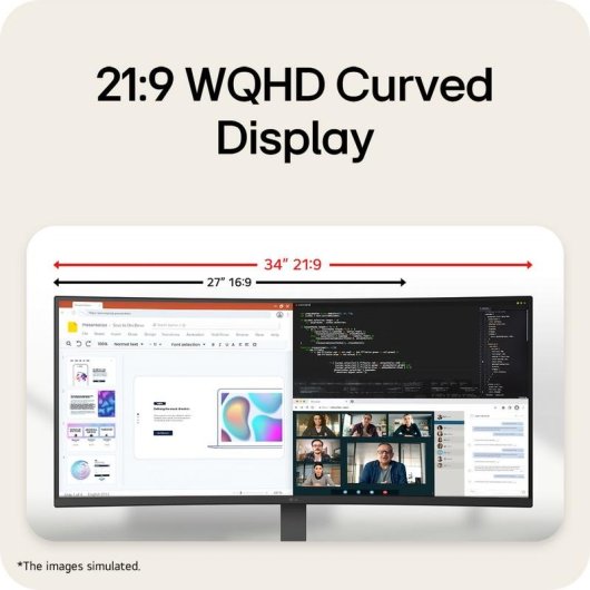 Monitor LG 34'' UltraWide Quad HD 144Hz VA Curvo FreeSync Premium HDR10 Ajuste altura