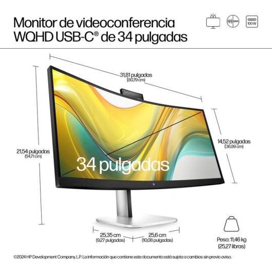 Monitor HP Series 5 Pro 34" UltraWide Quad HD 100Hz VA Curved Höhenverstellbar