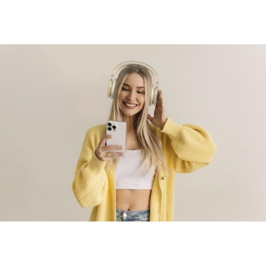 Auriculares Music Sound Aurix inalámbricos Bluetooth con cancelación de ruido, audio espacial y micrófono, blancos