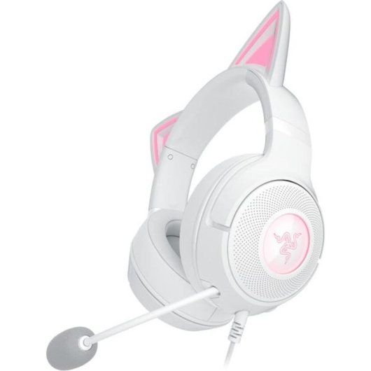 Auriculares Razer Kraken Kitty V2 com cabo USB som 7.1 virtual RGB branco
