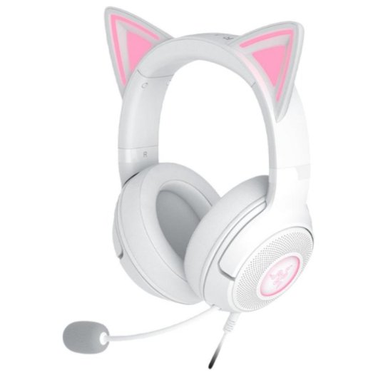 Auriculares Razer Kraken Kitty V2 com cabo USB som 7.1 virtual RGB branco
