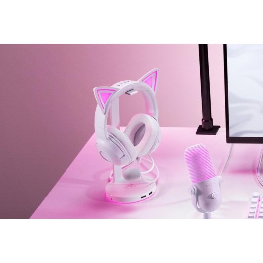 Auriculares Razer Kraken Kitty V2 com cabo USB som 7.1 virtual RGB branco