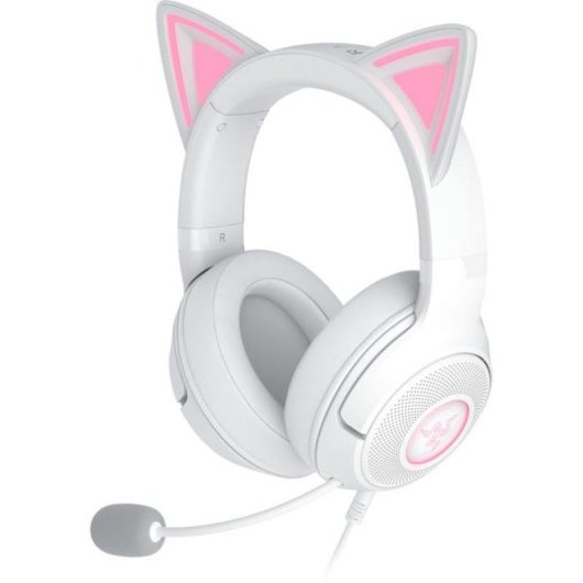 Auriculares Razer Kraken Kitty V2 com cabo USB som 7.1 virtual RGB branco