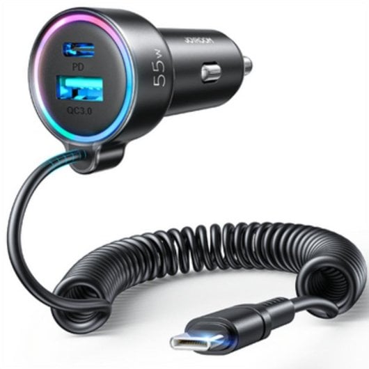 Cargador de coche Joyroom JR-CL07 90W USB-C y USB-A Negro
