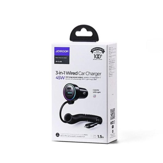 Cargador de coche Joyroom JR-CL07 90W USB-C y USB-A Negro