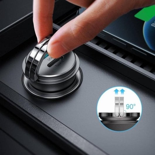Cargador de coche Joyroom C-A35 USB-A y USB-C 45W Carga Rápida Gris