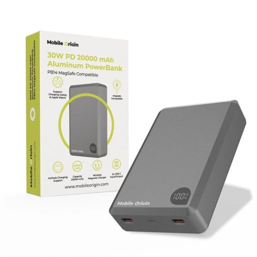 Batería externa Mobile Origin MO-30WPD-PB14 20000 mAh 30W Gris