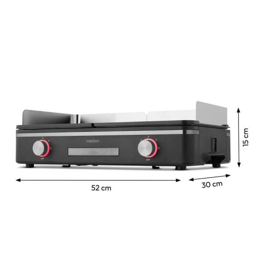 Elektrischer Grill MEDION MD 12027 2400 W Plancha Tisch Schwarz
