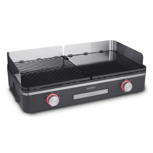 Elektrischer Grill MEDION MD 12027 2400 W Plancha Tisch Schwarz