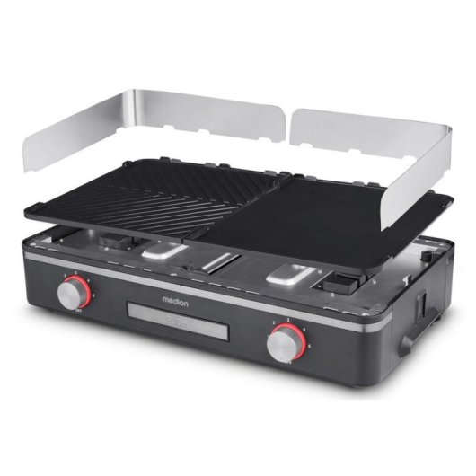 Elektrischer Grill MEDION MD 12027 2400 W Plancha Tisch Schwarz