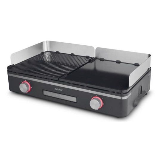Elektrischer Grill MEDION MD 12027 2400 W Plancha Tisch Schwarz