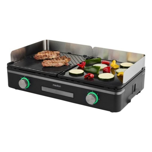 Elektrischer Grill MEDION MD 12027 2400 W Plancha Tisch Schwarz