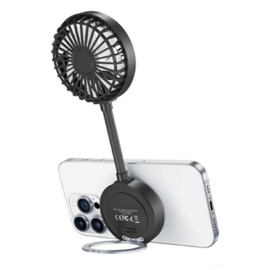 Mini Ventoinha Portátil USAMS LU02FS01 3,5W 3 Velocidades Magnética Recarregável com Suporte