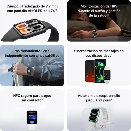 Pulsera de actividad Xiaomi Smart Band 10 Pro Bluetooth NFC AMOLED Negro 21 días GPS
