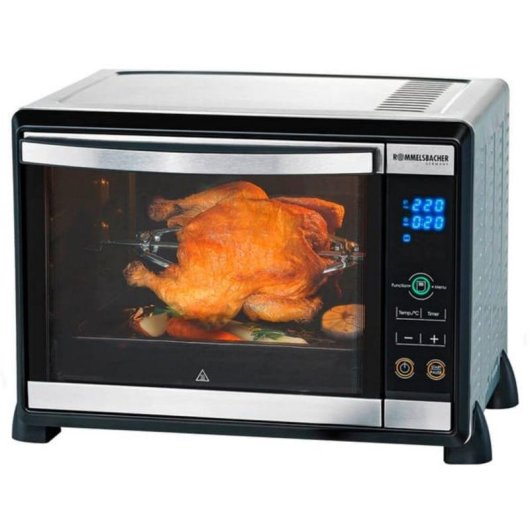 Minibackofen Rommelsbacher BGE 1580/E 30L 48,5cm Umluft Grill Touch Schwarz Edelstahl