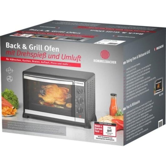 Minibackofen Rommelsbacher BG 1550 30L 48,5cm Grill 1550W Schwarz