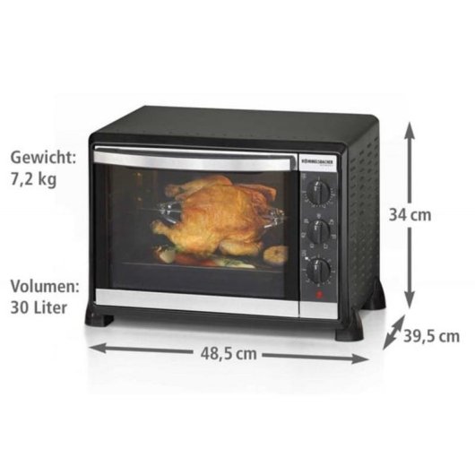Minibackofen Rommelsbacher BG 1550 30L 48,5cm Grill 1550W Schwarz