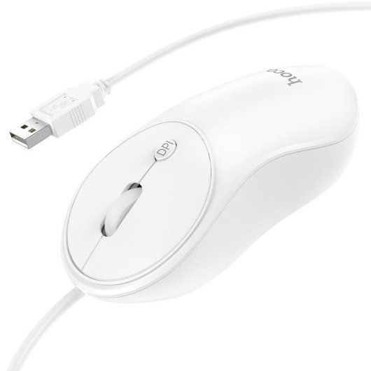 Ratón HOCO GM13 USB tipo A 1600 DPI Blanco Ambidextro Cable