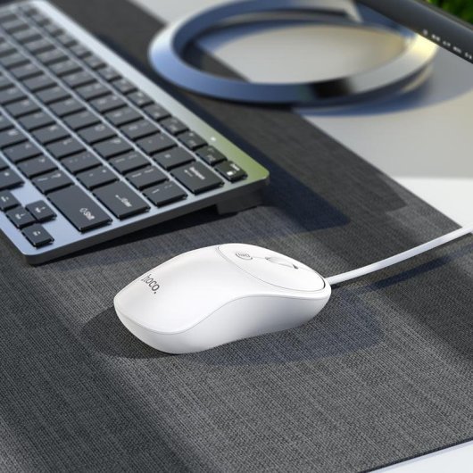 Ratón HOCO GM13 USB tipo A 1600 DPI Blanco Ambidextro Cable
