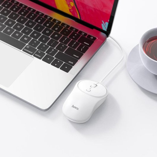 Ratón HOCO GM13 USB tipo A 1600 DPI Blanco Ambidextro Cable