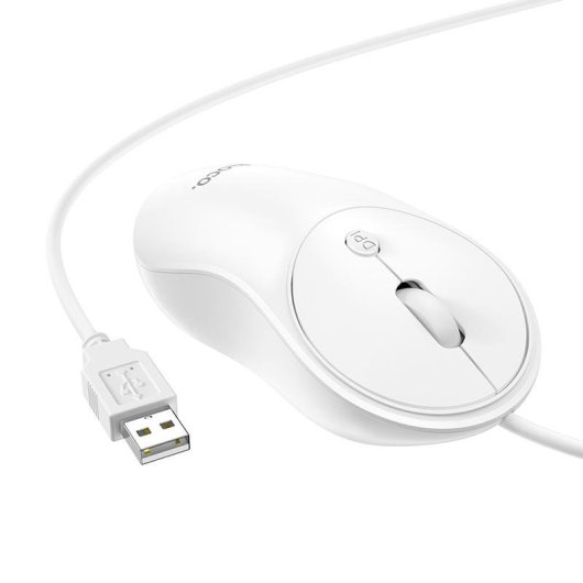 Ratón HOCO GM13 USB tipo A 1600 DPI Blanco Ambidextro Cable