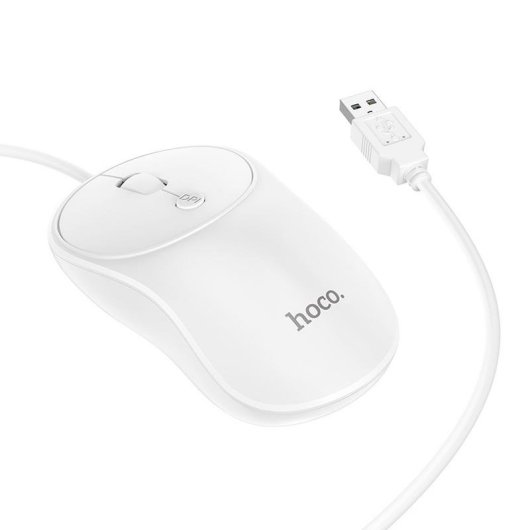 Ratón HOCO GM13 USB tipo A 1600 DPI Blanco Ambidextro Cable