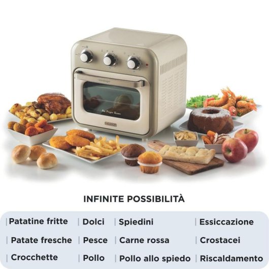 Airfryer Ariete 4632CR 16L 1400W met Timer en Roterende Mand