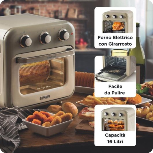 Airfryer Ariete 4632CR 16L 1400W met Timer en Roterende Mand