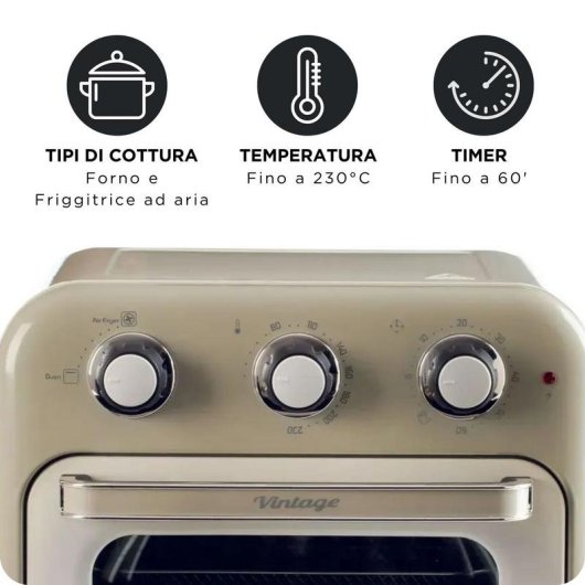 Airfryer Ariete 4632CR 16L 1400W met Timer en Roterende Mand
