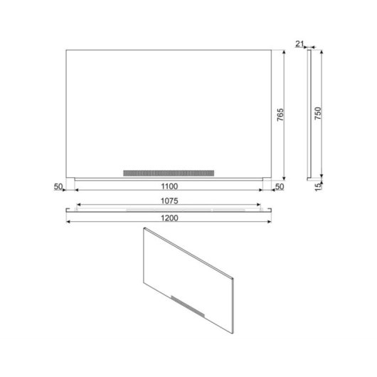 Salpicadero Smeg KIT1A3-8 Acier inoxydable 1200 mm Opera A3-8