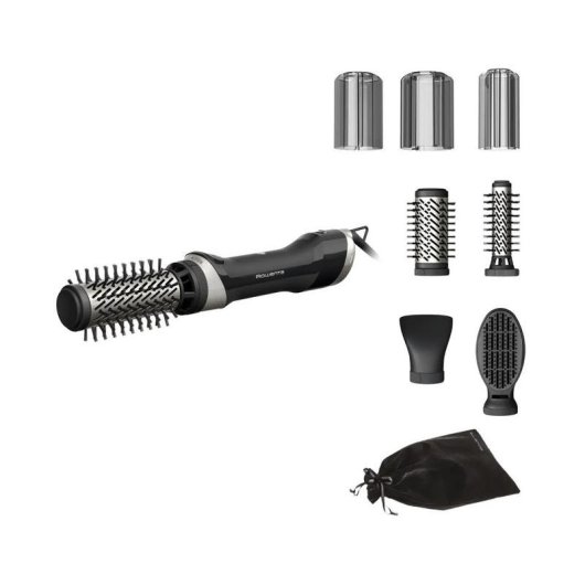 Rizador de Pelo Rowenta Brush Activ UB9540F0 Cerámico Iónico 30-50mm 2 Ajustes 1000W Con Accesorios Negro y Plata