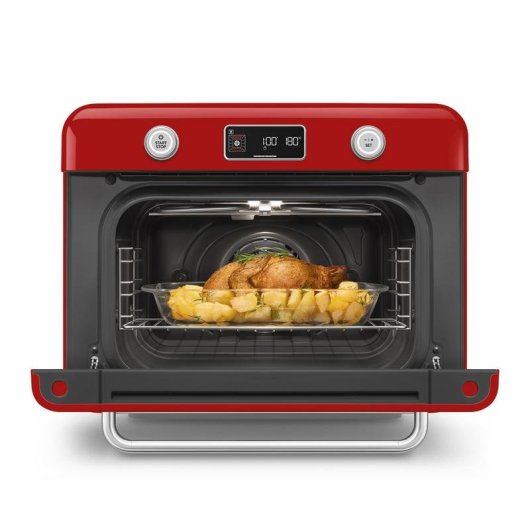 Horno Sobremesa Smeg COF01RDEU 30L 51cm con Vapor AirFryer Grill Rojo