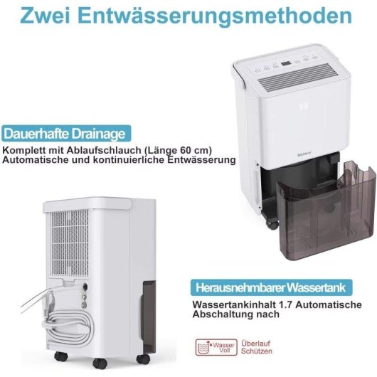 Desumidificador Elétrico 10l Com Sensor, Mangueira De Drenagem E Poupança De Energia Para 15m²
