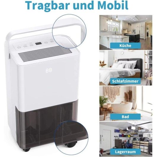 Desumidificador Elétrico 10l Com Sensor, Mangueira De Drenagem E Poupança De Energia Para 15m²