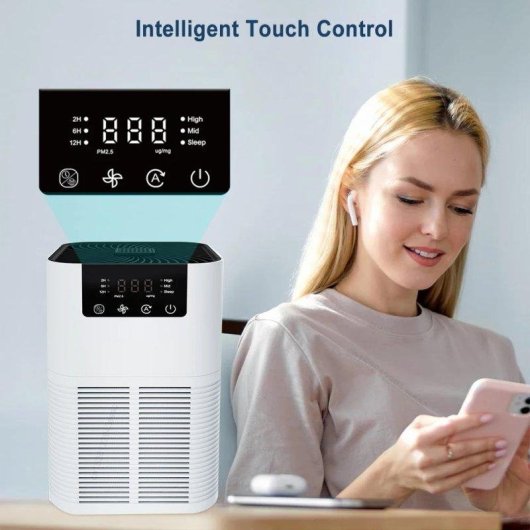 Purificateur d'air HEPA Ions négatifs Filtre charbon Aromathérapie Silencieux pour grande pièce