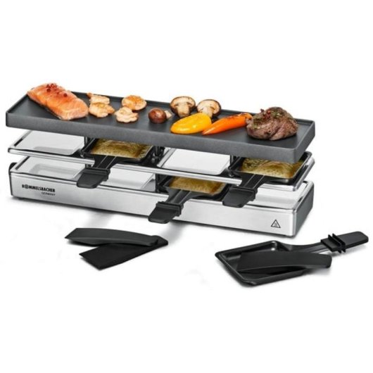 Griglia interna Rommelsbacher RC 1600 8 persone 2 zone di cottura Nero/Argento