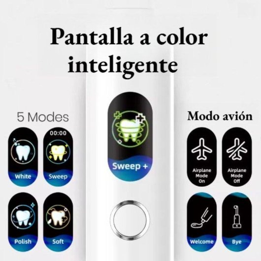 Cepillo de Dientes Eléctrico Sónico Genérica 5 Modos Pantalla Led Amortiguación