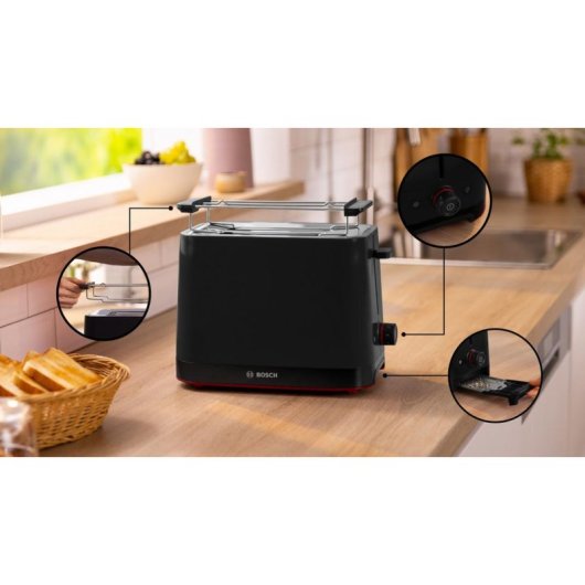 Toaster Bosch TAT3M123 2 Scheiben 950 W Schwarz