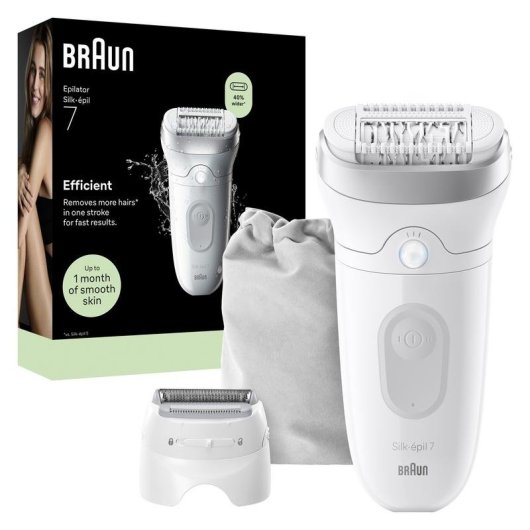 Depiladora Braun Silk-épil 7 8700216963503 Inalámbrica 2 Velocidades 40 Pinzas Seco y Húmedo Cabezales