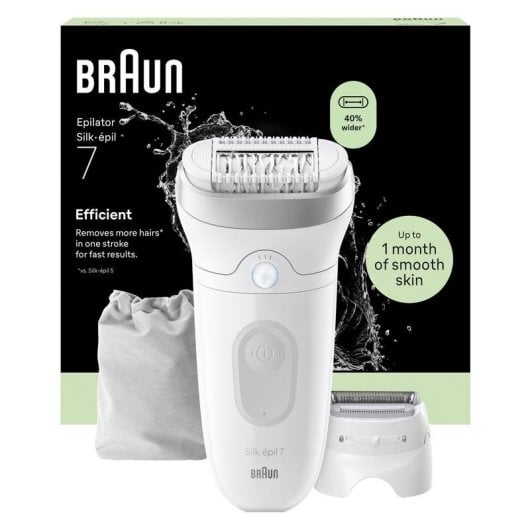 Depiladora Braun Silk-épil 7 8700216963503 Inalámbrica 2 Velocidades 40 Pinzas Seco y Húmedo Cabezales