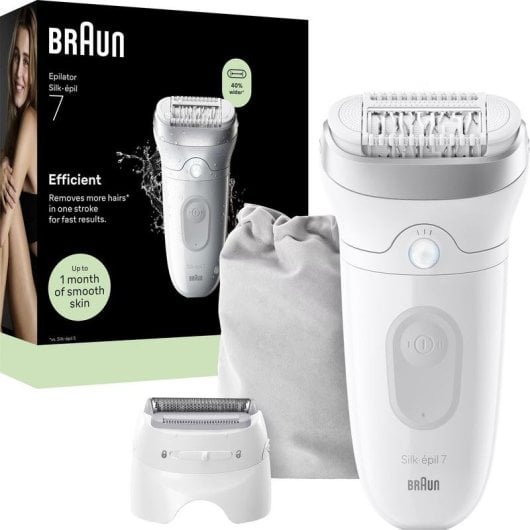 Depiladora Braun Silk-épil 7 8700216963503 Inalámbrica 2 Velocidades 40 Pinzas Seco y Húmedo Cabezales