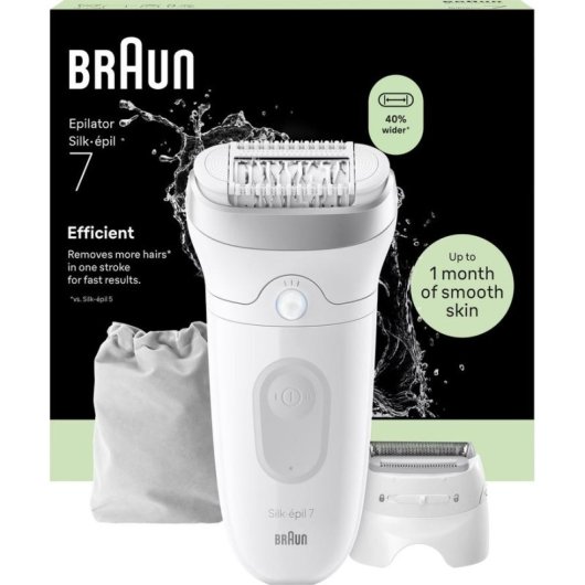 Depiladora Braun Silk-épil 7 8700216963503 Inalámbrica 2 Velocidades 40 Pinzas Seco y Húmedo Cabezales