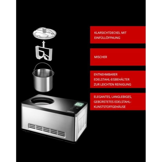 Eismaschine Unold 48845 Kompressor 2 L 180 W Schwarz Edelstahl