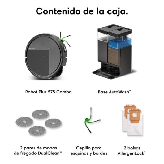 Robot Aspirapolvere e Lavapavimenti iRobot Roomba Plus 575 Combo con Base AutoWash™ Navigazione LiDAR 25.000 Pa
