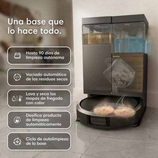 Robot Aspirapolvere e Lavapavimenti iRobot Roomba Plus 575 Combo con Base AutoWash™ Navigazione LiDAR 25.000 Pa