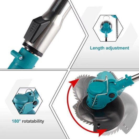 Cortacésped Eléctrico Inalámbrico 1500 W 12.000 RPM Plegable y Ajustable