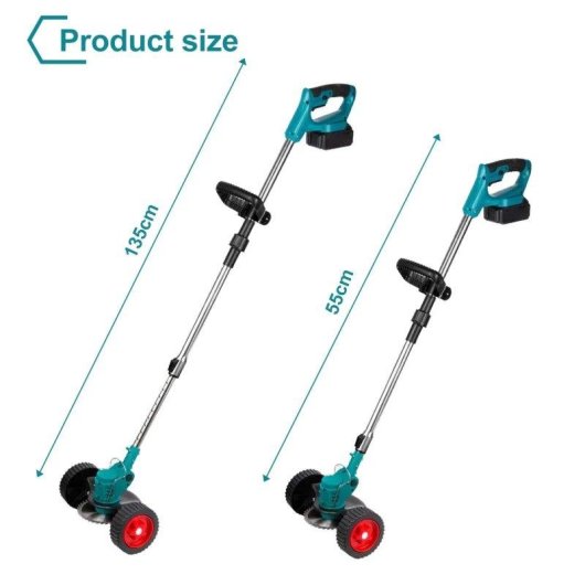 Cortacésped Eléctrico Inalámbrico 1500 W 12.000 RPM Plegable y Ajustable