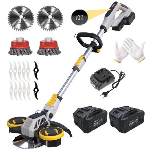 Desbrozadora Inalámbrica 21v 900w Motor Sin Escobillas 2 Baterías 4.0ah 4 En 1 Jardín