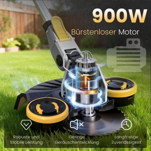 Desbrozadora Inalámbrica 21v 900w Motor Sin Escobillas 2 Baterías 4.0ah 4 En 1 Jardín